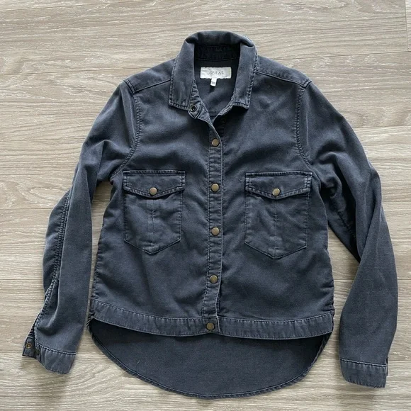THE GREAT Women’s Shirt Jacket in Washed Black Sz 1 EUC - Picture 3 of 13